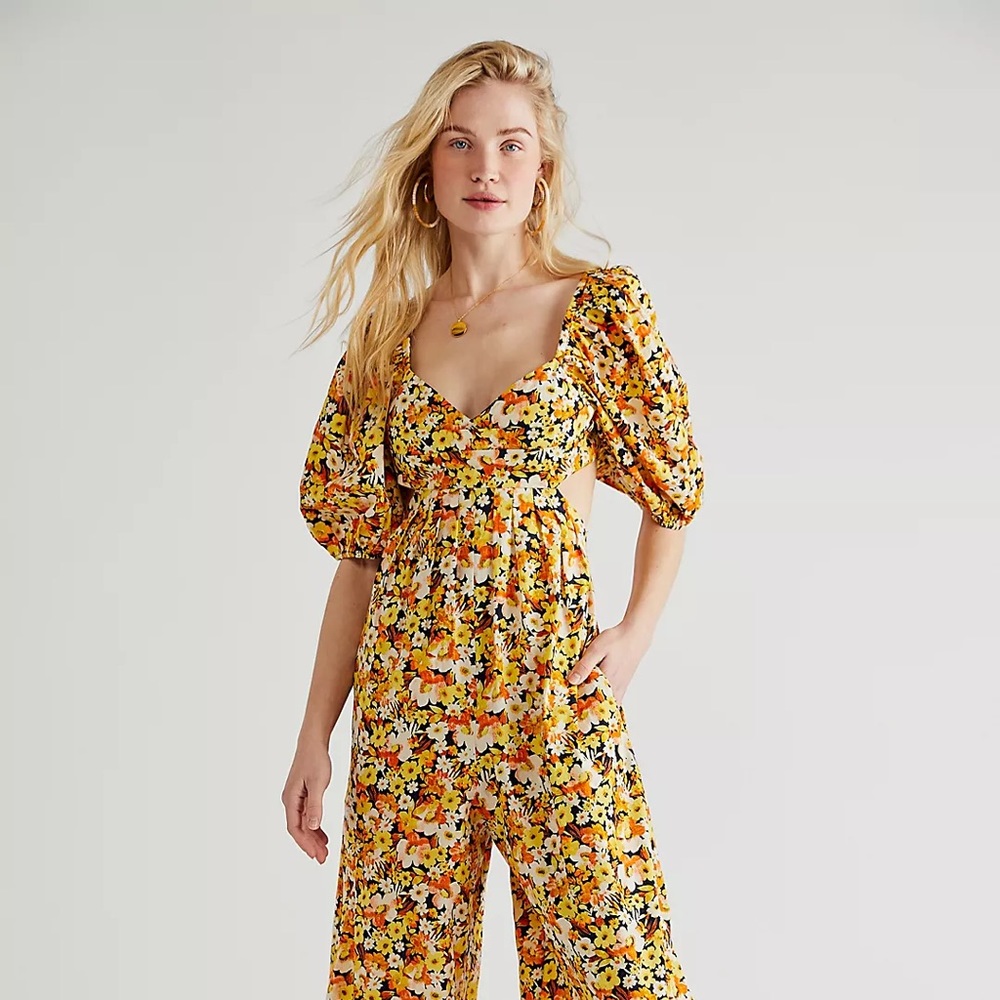 NWOT Free People Printed Amy Jumpsuit